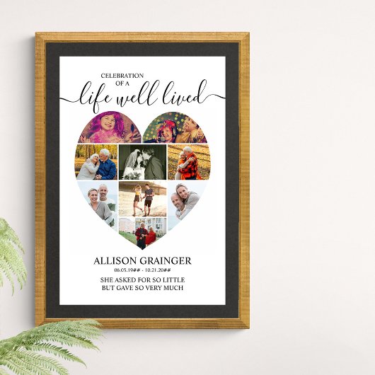 ハート9 Photo Collage Life Well-Lived葬式 ポスター