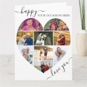 ハート9 Photo Collage Love You Script Any大事な行事 カード (正面)