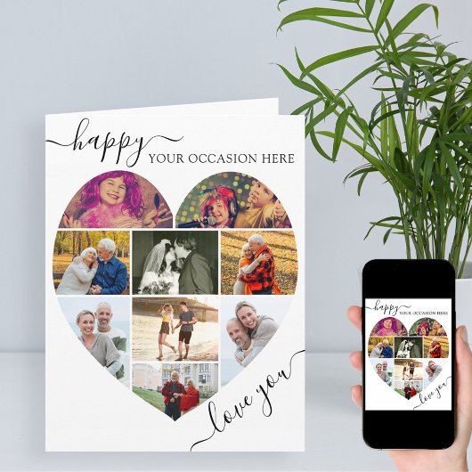 ハート9 Photo Collage Love You Script Any大事な行事 カード