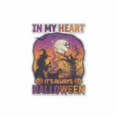 ハート いつだってハロウィン 魔女の釜 ツリー 月 シール (正面)