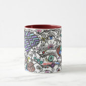 -ハート、つる植物及び目 マグカップ (中央)