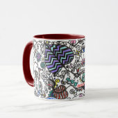 -ハート、つる植物及び目 マグカップ (正面左)