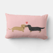 ハート|のかわいいウインナー犬愛のダックスフントのキス ランバークッション (裏面)