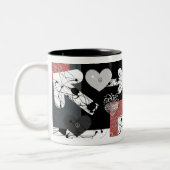 ハート（ばちゃばちゃ）跳ねるマグ ツートーンマグカップ (左)