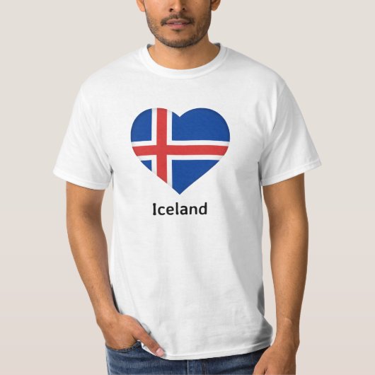 ハート – アイスランド国旗 Tシャツ (正面)