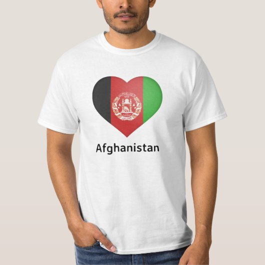 ハート – アフガニスタン国旗 Tシャツ (正面)