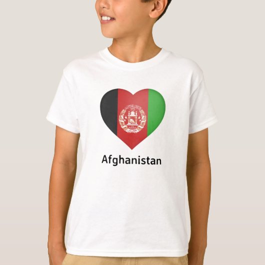 ハート – アフガニスタン国旗 Tシャツ (正面)