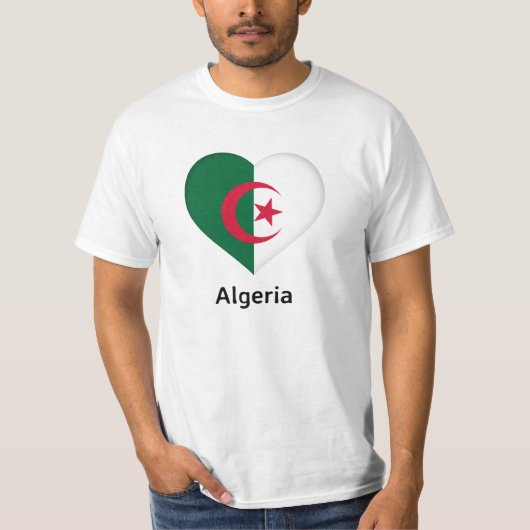 ハート – アルジェリア国旗 Tシャツ (正面)