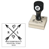 ハート&アローズモノグラムラウンド差出人住所スタンプ ラバースタンプ (押印)