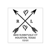 ハート&アローズモノグラムラウンド差出人住所スタンプ ラバースタンプ (インプリント)