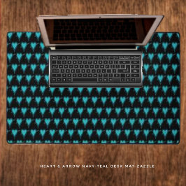ハート&アロー – ネイビーティール（緑がかった色） デスクマット