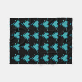 ハート&アロー – ネイビー – ティール（緑がかった色） フリースブランケット