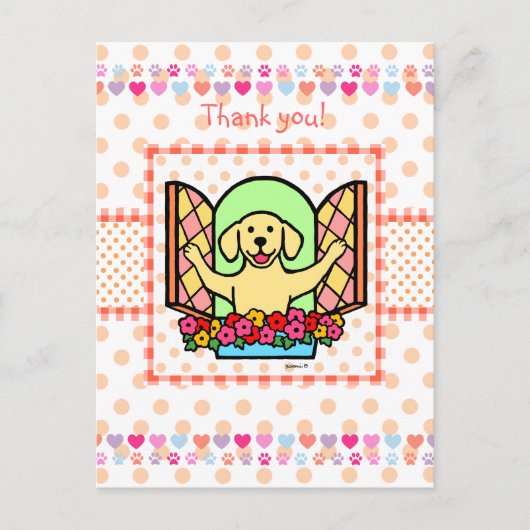 ハート(イエロー・ラブラドール・レトリーバー)にラボがある ポストカード (正面)