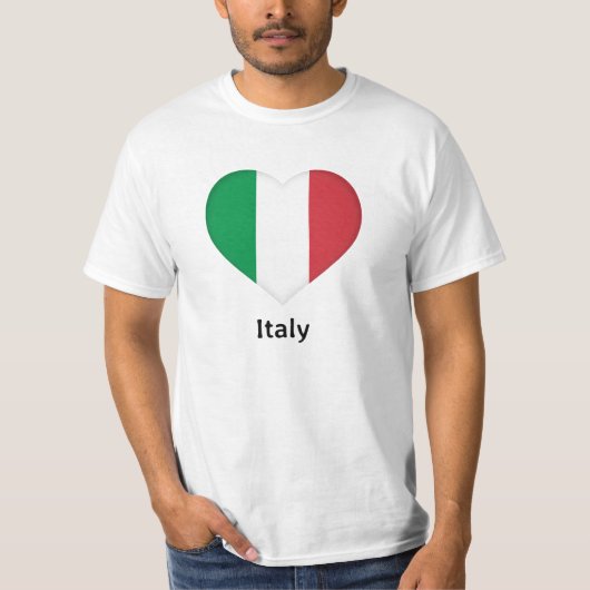 ハート – イタリア国旗 Tシャツ (正面)