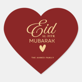 ハート・イン・ゴールド お祝いメッセージ Eid al-Fitr Mubarak あなただけの特別な ハートシール