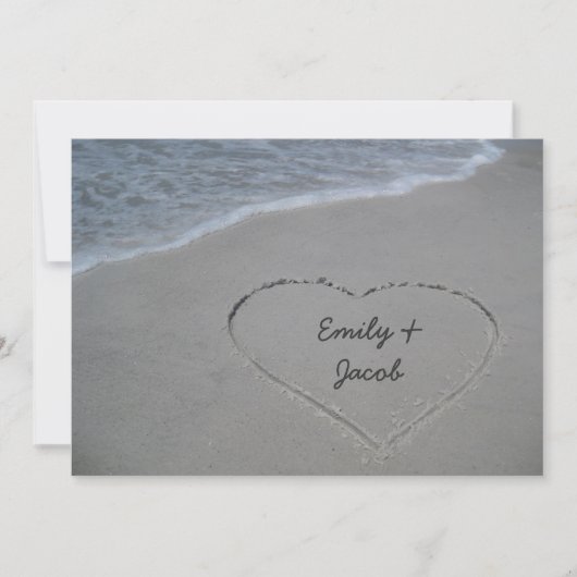 ハート·イン·サンドビーチ記念日パーティー招待状 招待状 (正面)