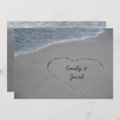 ハート·イン·サンドビーチ記念日パーティー招待状 招待状 (正面/裏面)