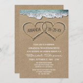 ハート・イン・ザ・サンド・ビーチ ブライダルシャワーの招待状 招待状 (正面/裏面)