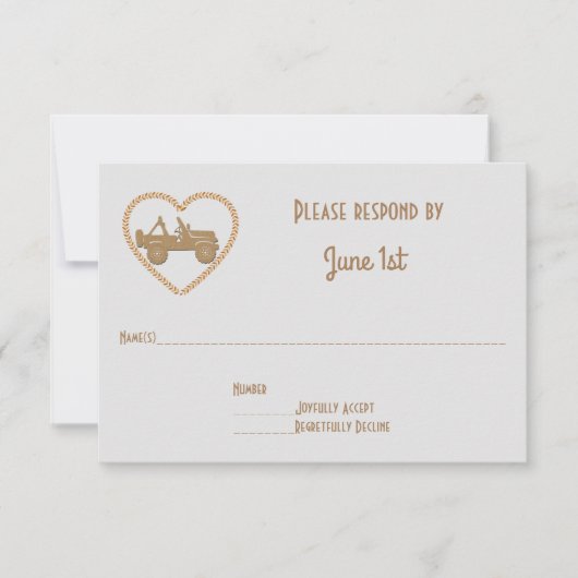 ハート ウェディング 返信 GP オフロード 4X4 & ネーム , GP オフロード 4X4 & 招待状 (正面)