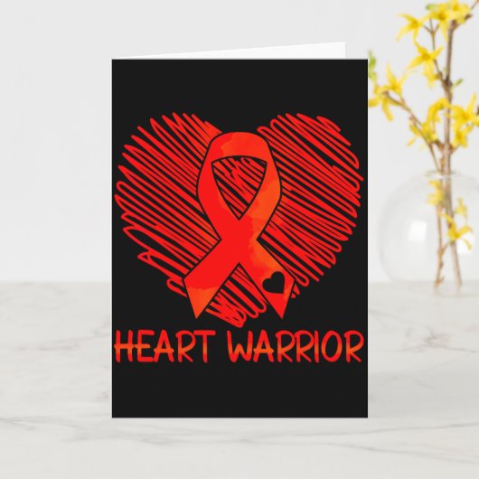 ハート ウォリアー レッド リボン 心臓病 Awareness  カード (黄色い花)