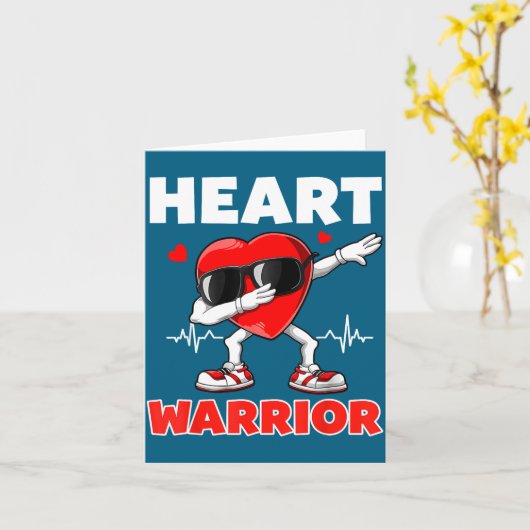 ハート・ウォリアー 心臓病認知月間 赤いハート カード (黄色い花)