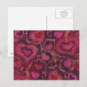 ハート ウール ペイント ロマンチック ラブ ヴァレンタインデー ポストカード (正面/裏面)