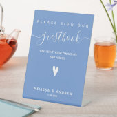 ハート&エレガントスクリプト – 結婚のゲストブック署名 台座サイン (インサイチュ)