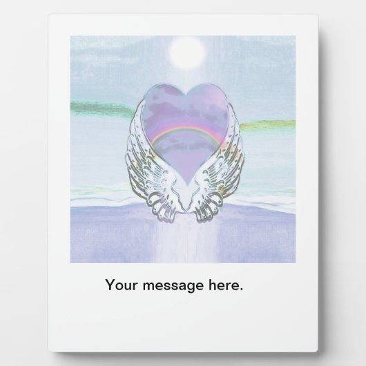 ハート、エンジェルウィングス&海 フォトプラーク (正面)