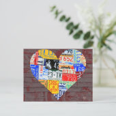 ハート・オブ・アメリカ再生免許プレート芸術 ポストカード (スタンド正面)