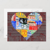 ハート・オブ・アメリカ再生免許プレート芸術 ポストカード (正面/裏面)