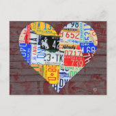 ハート・オブ・アメリカ再生免許プレート芸術 ポストカード (正面)