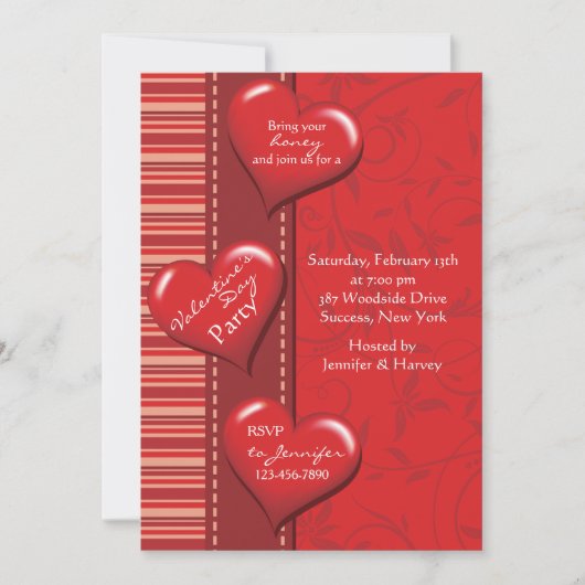 ハート・オブ・マイニングバレンタインデーパーティの招待状 招待状 (正面)