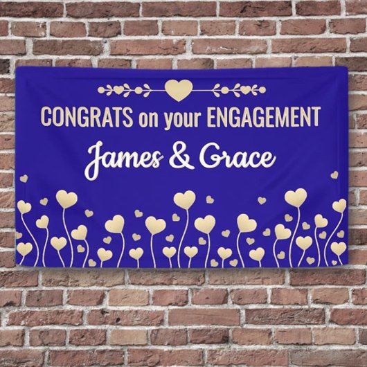 ハート！ オーダーメイドエンゲージメントおめでとうバナー 横断幕