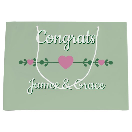 ハート！ オーダーメイドエンゲージメント/ウェディング ラージペーパーバッグ (正面)