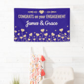 ハート！ オーダーメイド 婚約 おめでとう バナー 横断幕 (インサイチュ)