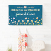 ハート！ オーダーメイド 婚約 おめでとう バナー 横断幕 (インサイチュ)