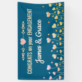 ハート！ オーダーメイド 婚約 おめでとう バナー 横断幕 (縦)