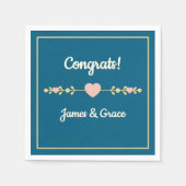 ハート！カスタムエンゲージメントパーティー スタンダードカクテルナプキン (正面)