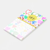 ハート、カラフルハート、モノグラムのパターン ポストイット (アングル)