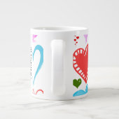 ハート、カラフルハート、名前のパターン ジャンボコーヒーマグカップ (裏面)