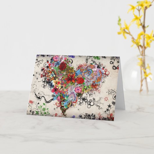 ハート カード (黄色い花)