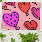 ハート キッチンタオル (折り畳み)