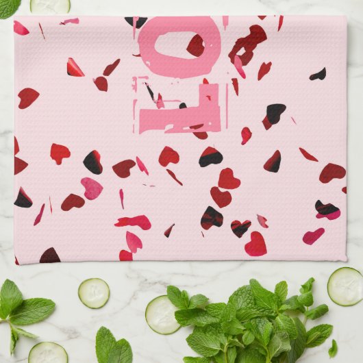 ハート キッチンタオル (折り畳み)