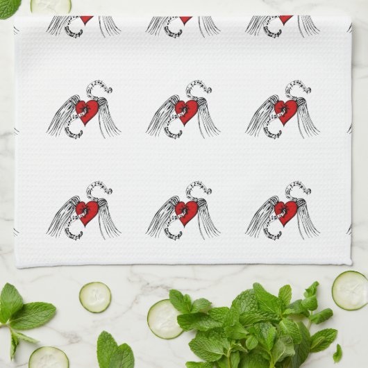 ハート キッチンタオル (折り畳み)