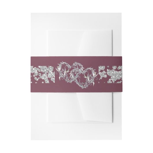 ハート&グリッター – ラベンダー 招待状ベリーバンド (正面例)