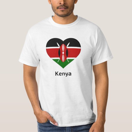 ハート – ケニア国旗 Tシャツ (正面)