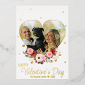 ハート ゴールド グリッター ハート バレンタインデー 箔シーズンカード (正面)