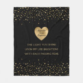 ハート ゴールド バレンタインデー ラブ フリースブランケット (正面)