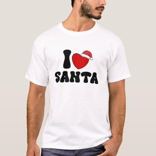 ハート サンタ クリスマス サンタ帽子 Tシャツ (正面)