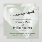 ハート シェイド グリーン 延期 結婚式のお知らせ (正面/裏面)